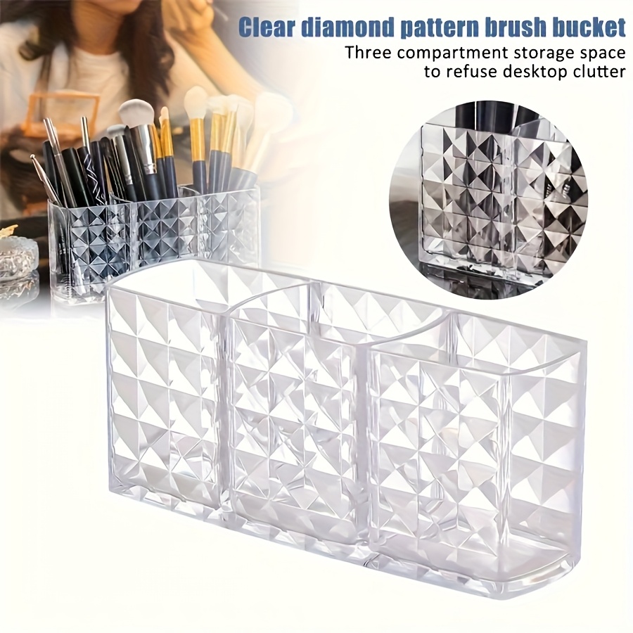 Beauty Makeup Vanity Set - 3-teiliges Hochwertiges Beauty-Aufbewahrungsset, Diamantförmiger Transparenter Make-up-Pinselhalter
