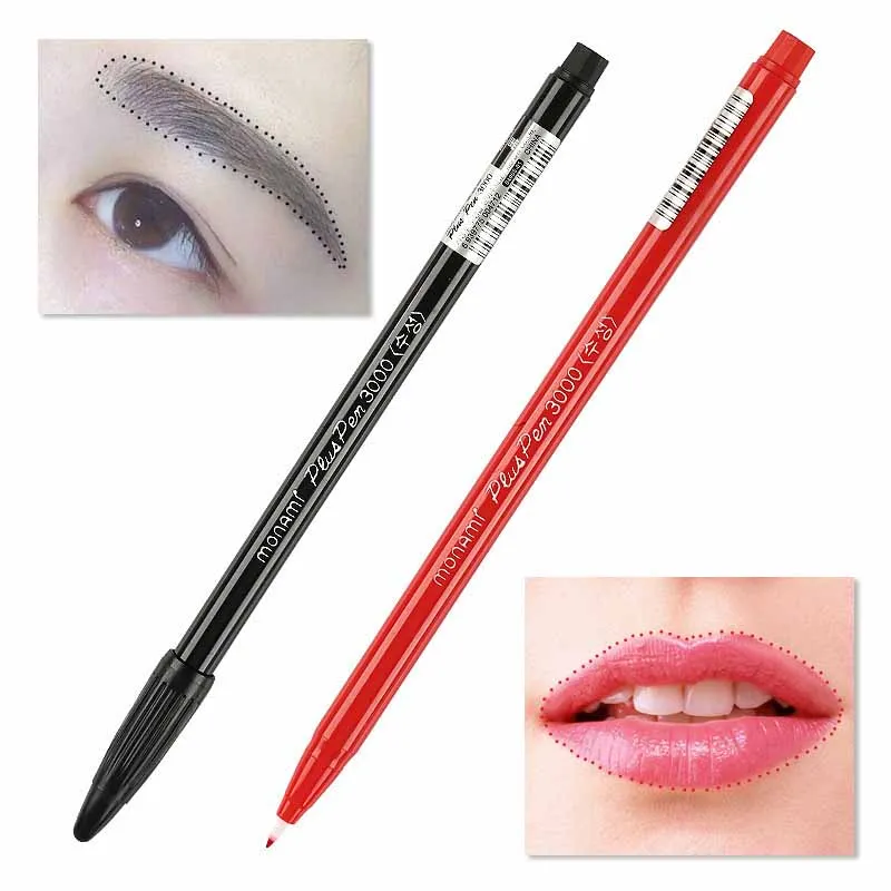 Lip Liner Pencil - 2Pcs Wasserdichte Tattoo Bleistift Augenbraue Lip