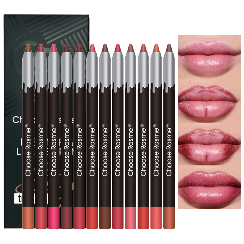 Lip Liner Pencil - 12 Farben zur Auswahl, Rasme Lippenkonturenstift-Set,