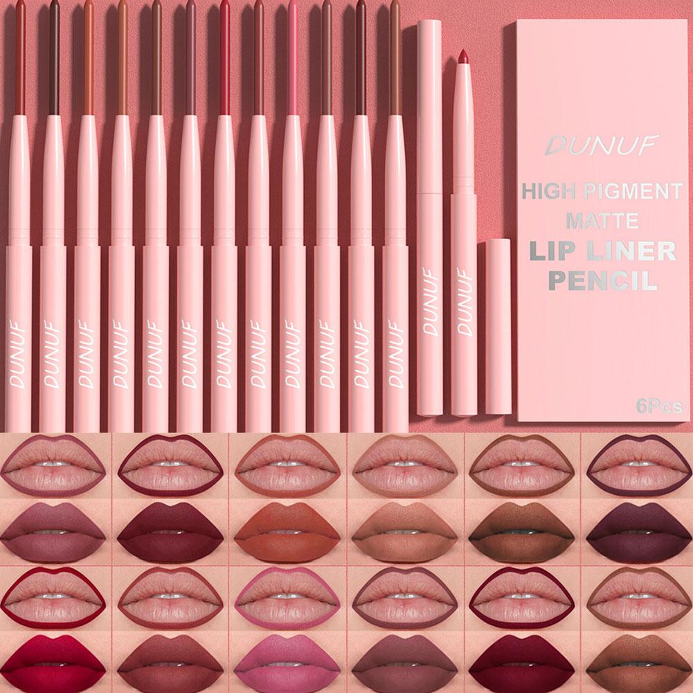 Lip Liner Pencil - 6-Farben-Lipliner-Stift-Set, wasserfest, schweißfest, einfaches Auftragen, langanhaltende,