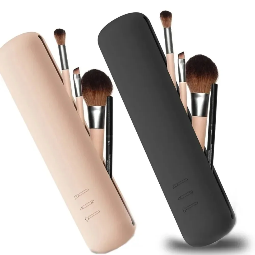 Beauty Makeup Women - Reise-Make-up-Pinselhalter, Silikon, Kosmetikpinsel, Tasche, Make-up-Schwamm-Etui, tragbar,