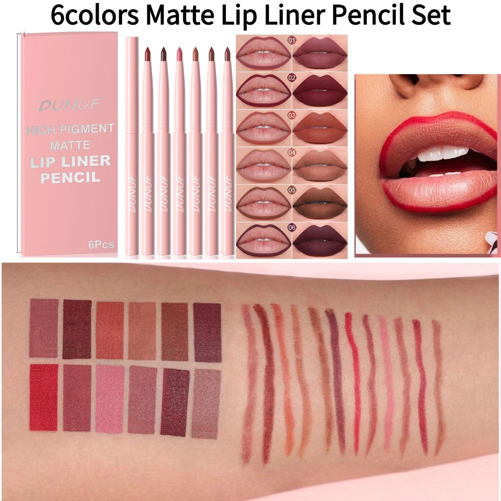 Lip Liner Pencil - 6-Farben Samt-Matte Lippenkonturenstift-Set für Einfaches Färben