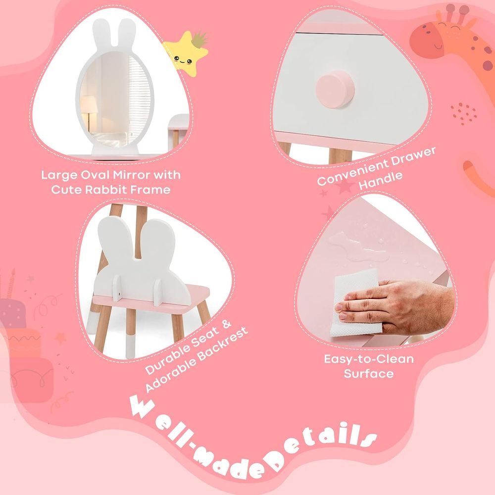EY Kinder-Schminktisch, Hasen- – Beauty Makeup Vanity Set Bewertung und Preis